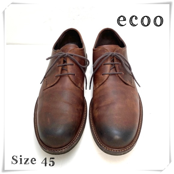 ECCO Kenton Plain Toe Tie Oxford Shoes in Dark Clay Brown Size